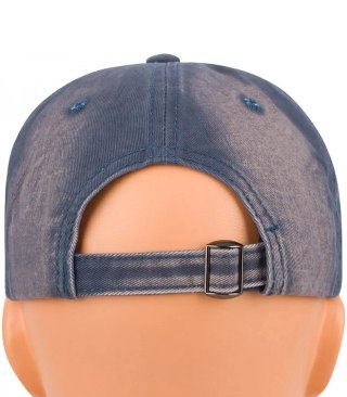 Czapka z daszkiem jeans cieniowana regulowana unisex haft NY (Granatowy)