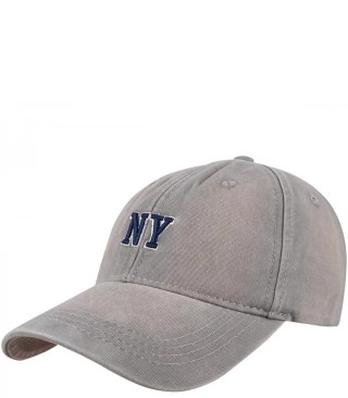 Czapka z daszkiem jeans cieniowana regulowana unisex haft NY (Szary)