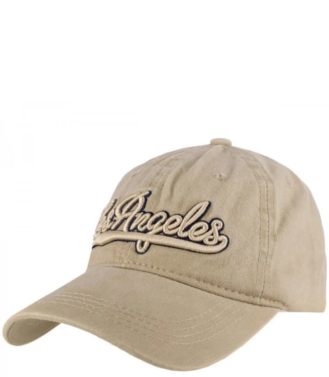Czapka z daszkiem vintage destroyed regulowana unisex haft LOS ANGELES (Beżowy) Czapka z daszkiem vintage destroyed regulowana unisex haft LOS ANGELES (Beżowy)
