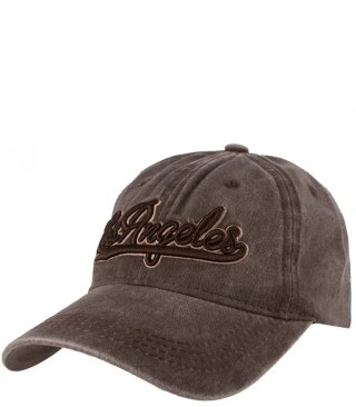 Czapka z daszkiem vintage destroyed regulowana unisex haft LOS ANGELES (Brązowy)