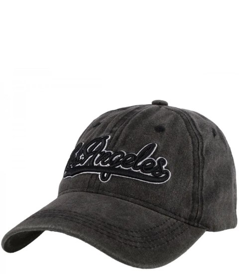 Czapka z daszkiem vintage destroyed regulowana unisex haft LOS ANGELES (Czarny) Czapka z daszkiem vintage destroyed regulowana unisex haft LOS ANGELES (Czarny)