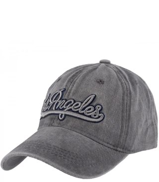 Czapka z daszkiem vintage destroyed regulowana unisex haft LOS ANGELES (Szary)