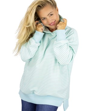 Damska bluza z kapturem w paski oversize CANDY STRIPES (Niebieski) M (38)