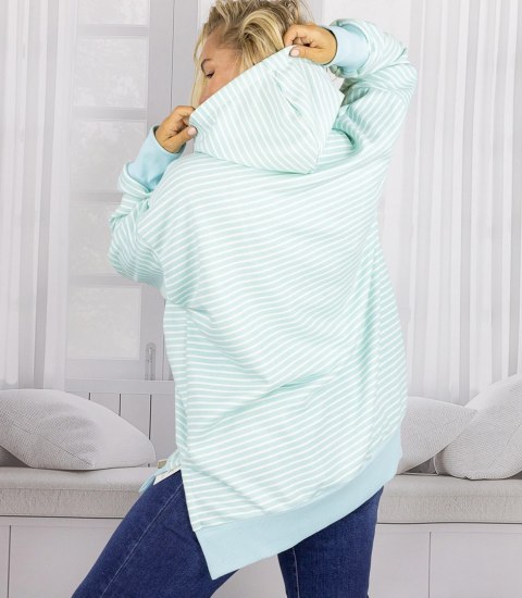 Damska bluza z kapturem w paski oversize CANDY STRIPES (Niebieski) M (38)