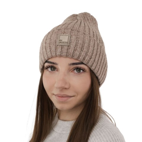 Czapka zimowa damska, fioletowa, z wełną merino Benedetta