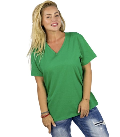 Bluzka koszulka t-shirt basic dekolt w serek ALDONA (Zielony) 2XL/3XL Bluzka koszulka t-shirt basic dekolt w serek ALDONA (Zielony) 2XL/3XL