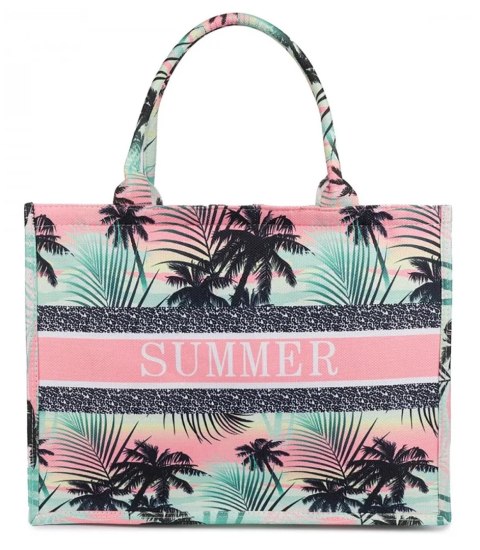 Duża torba shopperka z napisem SUMMER (Wielokolorowy)