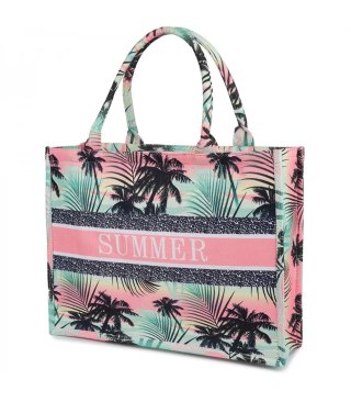 Duża torba shopperka z napisem SUMMER (Wielokolorowy)