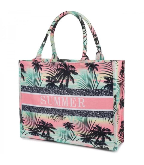 Duża torba shopperka z napisem SUMMER (Wielokolorowy)