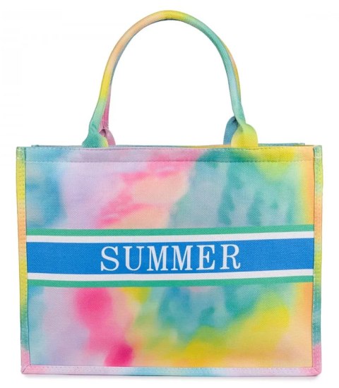 Duża torba shopperka z napisem SUMMER (Wielokolorowy) Duża torba shopperka z napisem SUMMER (Wielokolorowy)