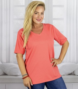 Bluzka koszulka t-shirt z dekoltem w serek i rękawem 1/2 MIRABEL (Pomarańczowy)