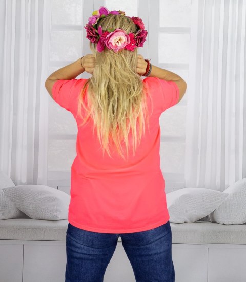 Bluzka koszulka t-shirt z dekoltem w serek i rękawem 1/2 MIRABEL (Różowy) Bluzka koszulka t-shirt z dekoltem w serek i rękawem 1/2 MIRABEL (Różowy)