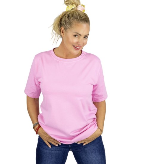 Bluzka koszulka t-shirt z okrągłym dekoltem i rękawem 1/2 EVELINA (Różowy) Bluzka koszulka t-shirt z okrągłym dekoltem i rękawem 1/2 EVELINA (Różowy)