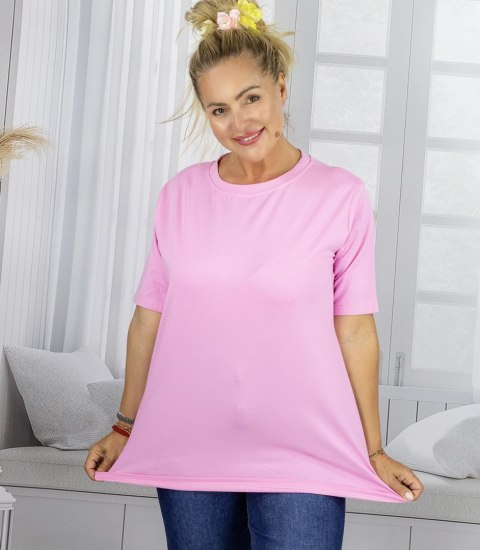 Bluzka koszulka t-shirt z okrągłym dekoltem i rękawem 1/2 EVELINA (Różowy) Bluzka koszulka t-shirt z okrągłym dekoltem i rękawem 1/2 EVELINA (Różowy)