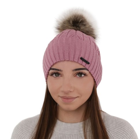 Czapka zimowa damska, czarna, z wełną merino Talaria
