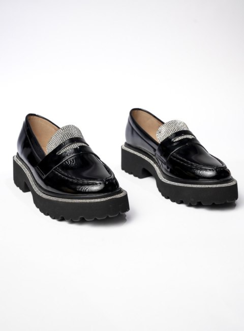 Damskie Lakierowane Mokasyny LUCENTE BLACK Damskie Lakierowane Mokasyny LUCENTE BLACK