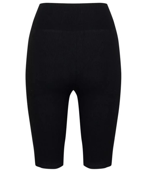 Krótkie legginsy prążkowane plus size Eleganckie ELA (Czarny) XL/2XL