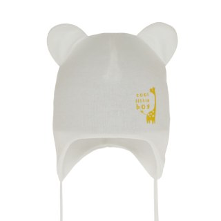 Czapka jesienna, wiosenna dla chłopca, kremowa, bawełniana, wiązana Figo