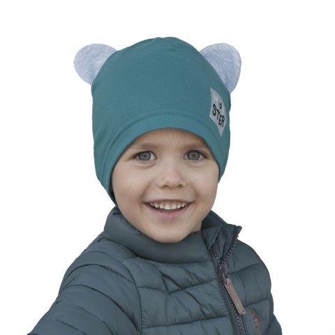 Beret jesienny, wiosenny dla chłopca, szmaragdowy, bawełniany Jugo Beret jesienny, wiosenny dla chłopca, szmaragdowy, bawełniany Jugo