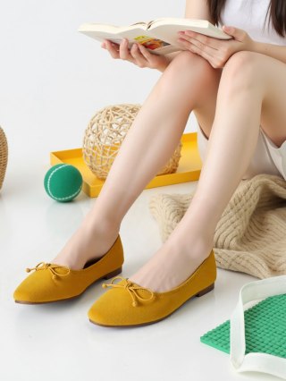 Damskie Baleriny BELLA YELLOW - Uroczy Minimalizm w Intensywnym Odcieniu