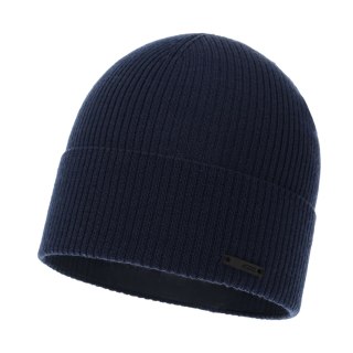 Czapka jesienna, wiosenna męska, granatowa, 100% wełniana merino Fleur
