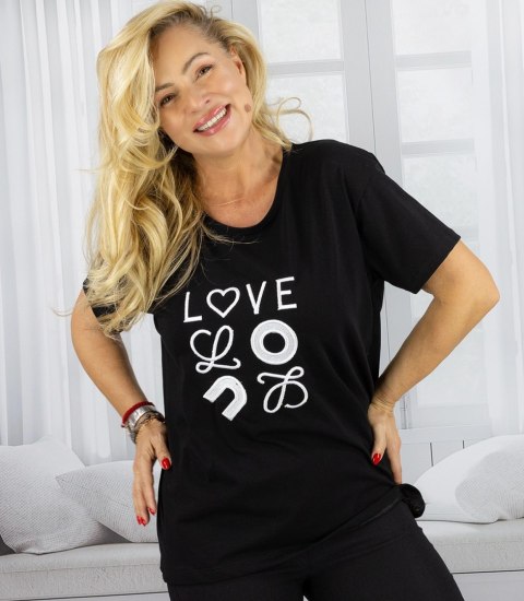 T-shit bluzka koszulka z wyszywanym napisem LOVE (Czarny) T-shit bluzka koszulka z wyszywanym napisem LOVE (Czarny)