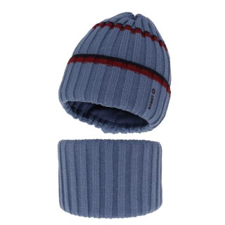 Czapka i komin dla chłopca zimowy komplet, niebieski Bastien