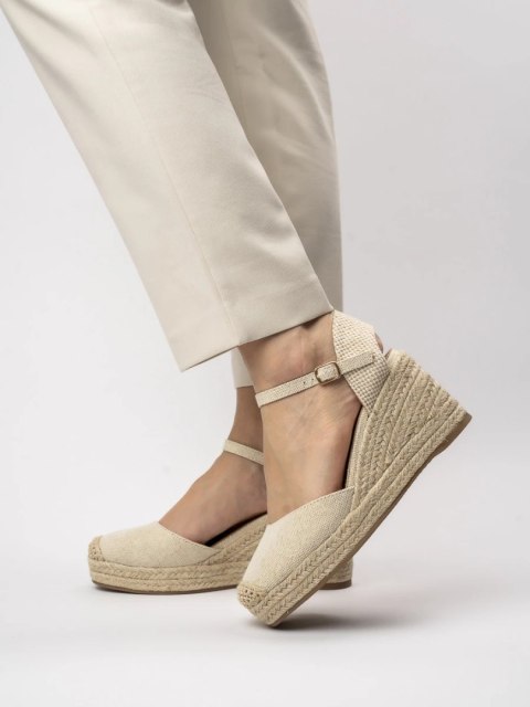 Damskie Espadryle na Koturnie WILD ELEGANCE BEIGE Damskie Espadryle na Koturnie WILD ELEGANCE BEIGE