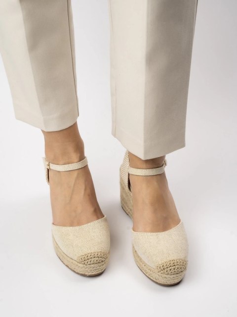 Damskie Espadryle na Koturnie WILD ELEGANCE BEIGE Damskie Espadryle na Koturnie WILD ELEGANCE BEIGE