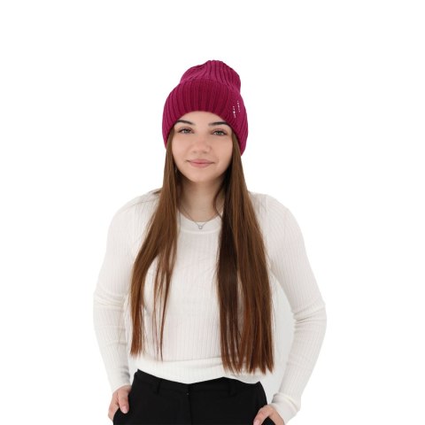 Czapka zimowa damska, fioletowa, 100% wełniana merino Ariga