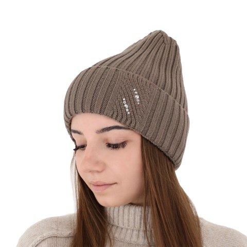 Czapka zimowa damska, fioletowa, 100% wełniana merino Ariga