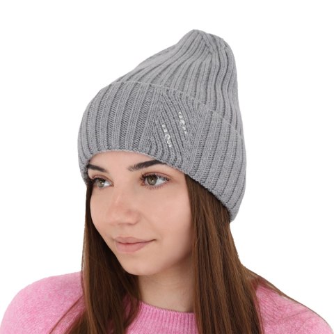 Czapka zimowa damska, szara, 100% wełniana merino Ariga
