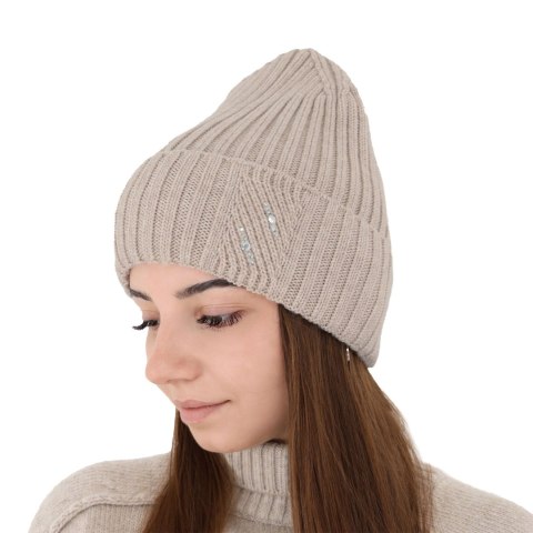 Czapka zimowa damska, szara, 100% wełniana merino Ariga