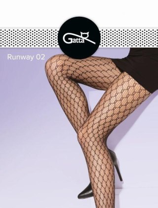 RUNWAY - RAJSTOPY DAMSKIE WZORZYSTE TYPU FISHNET 000.55V