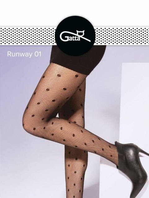 RUNWAY - RAJSTOPY DAMSKIE WZORZYSTE TYPU FISHNET 000.55V