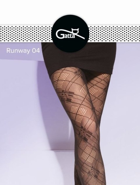 RUNWAY - RAJSTOPY DAMSKIE WZORZYSTE TYPU FISHNET 000.55V