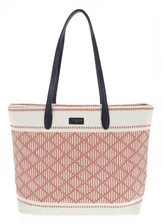 Beżowo różowy pojemny shopper bag damski DAVID JONES