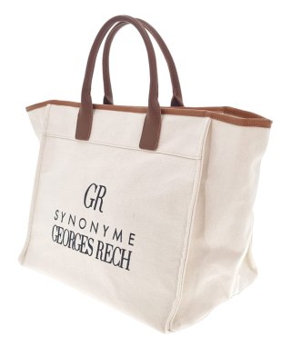 Pojemny shopper w kolorze ecru z czarnym napisem GEORGES RECH