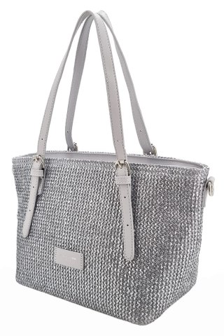 Szaro srebrny shopper torebka damska DAVID JONES