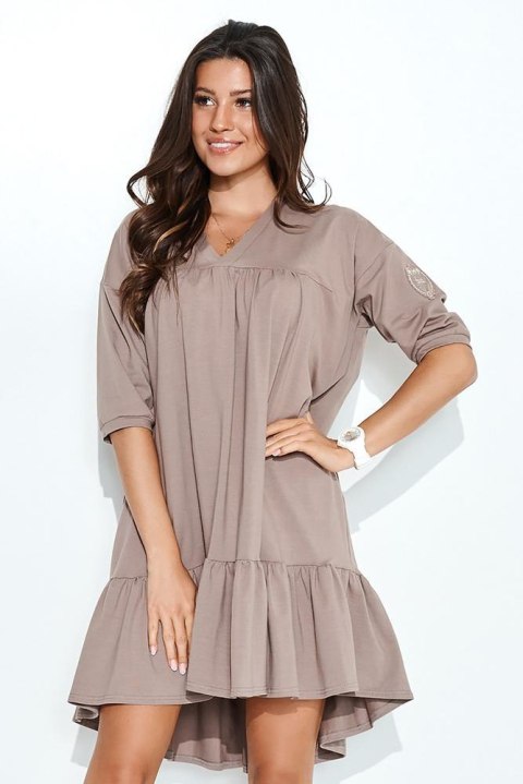 SUKIENKA OVERSIZE Z FALBANĄ I APLIKACJĄ CZARNA NU380 SUKIENKA OVERSIZE Z FALBANĄ I APLIKACJĄ CZARNA NU380