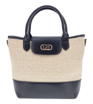 Czarno bezowy shopper torebka damska koszyk GEORGES RECH