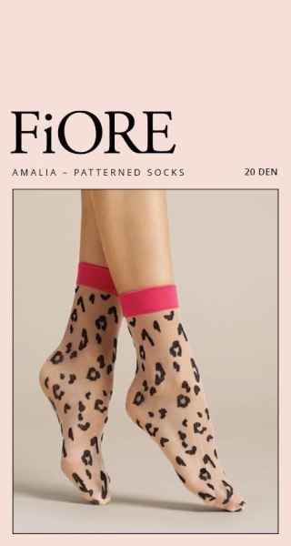 G1075 AMALIA - SKARPETKI 20 DEN AMARANT BLACK ROSE SOCKS