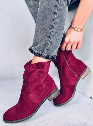 Botki damskie bordowe 99-135 RED