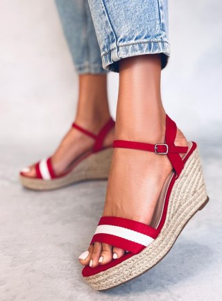 Espadryle na koturnie czerwone 9072 RED