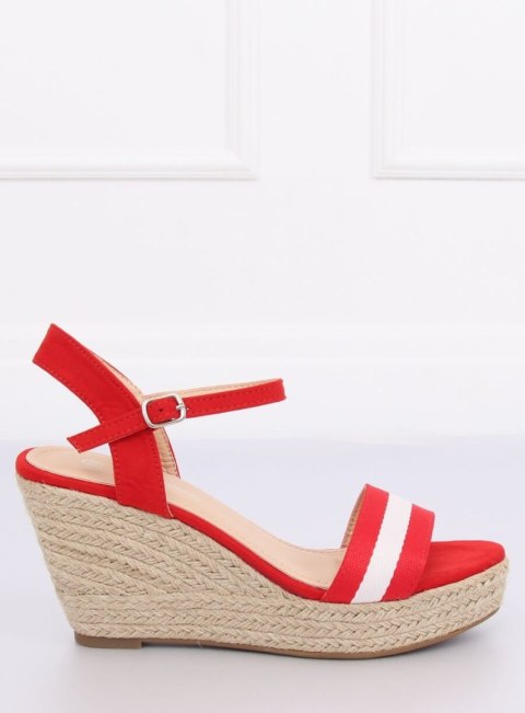 Espadryle na koturnie czerwone 9072 RED