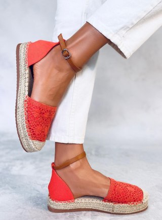 Espadryle wycięte pomarańczowe 3035 ORANGE