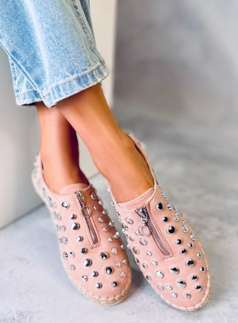 Espadryle z ćwiekami różowe 9039-28 PINK