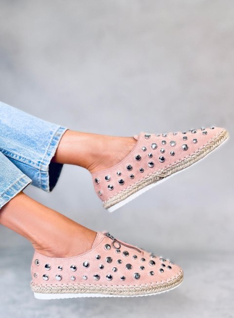 Espadryle z ćwiekami różowe 9039-28 PINK