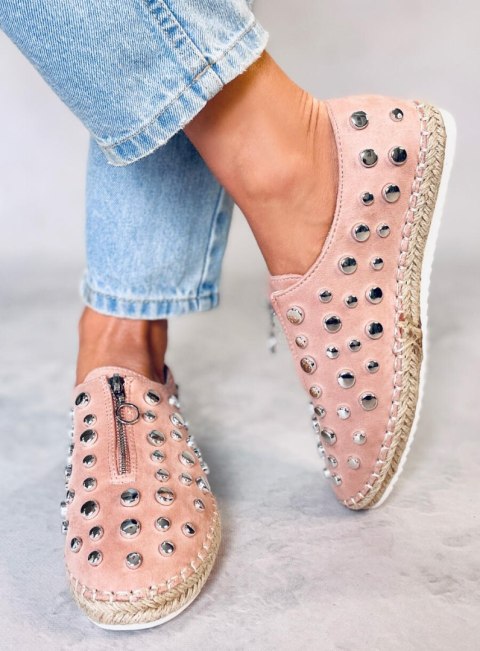 Espadryle z ćwiekami różowe 9039-28 PINK