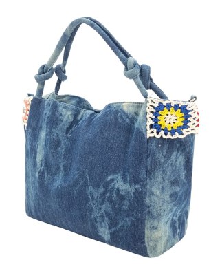 Jeansowy dwukomorowy shopper damski MICUSSI